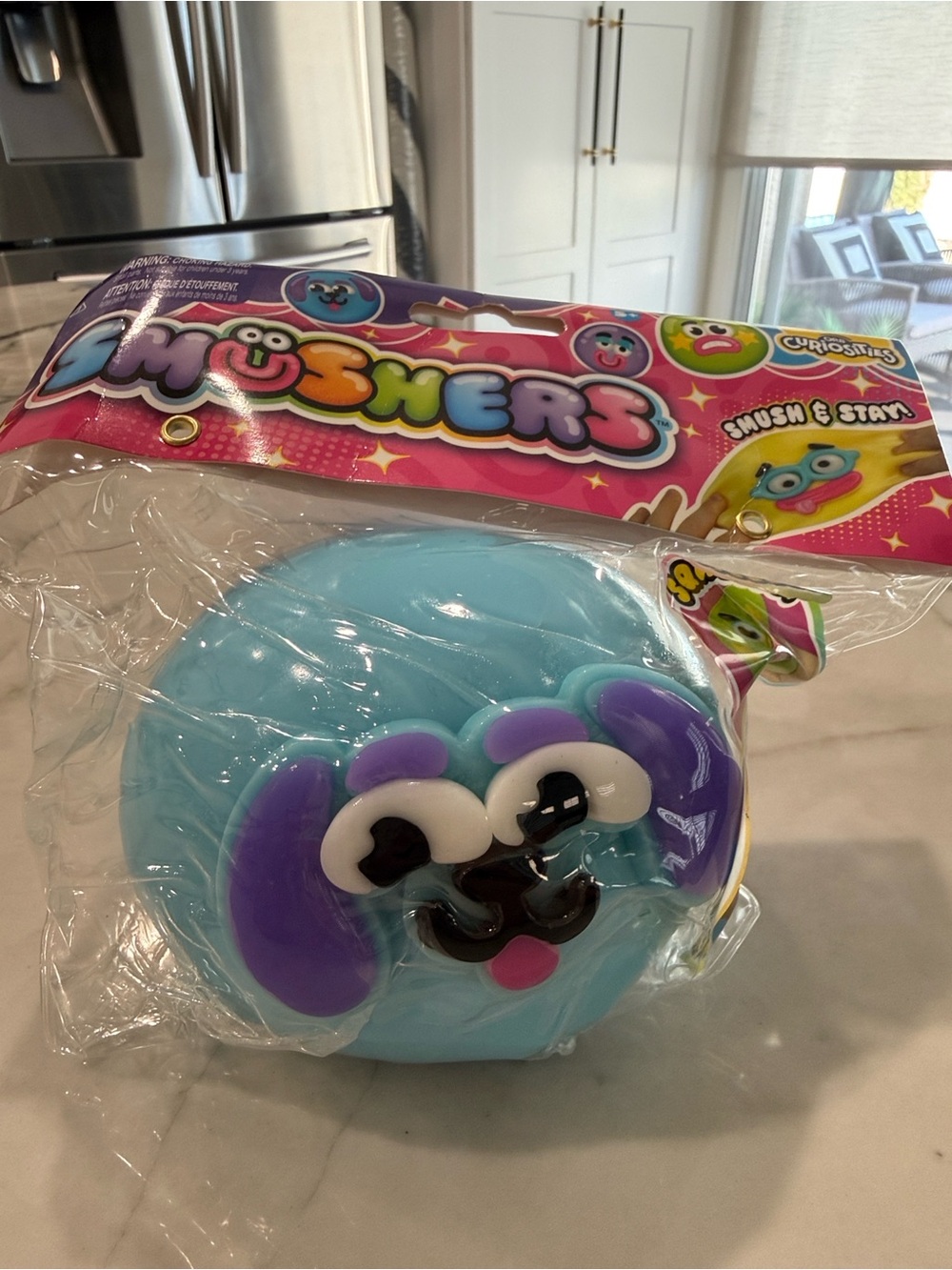 Smushers- authentic - Light Blue Puppy Squishy with Purple Ears- hard to find